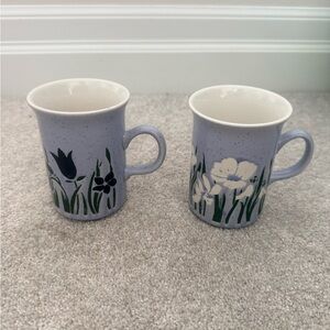 Floral Ceramic Mugs - Blue and White Churchill England
